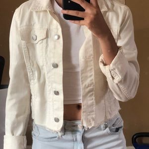 White Cropped Jean Jacket